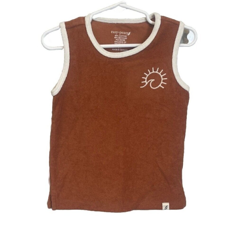easy-peasy Toddler Boy's Loop Terry Cloth Tank Top Size 3T Neutral Brown Recycle